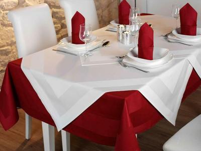 Satin Band Table Cloths - 100% Egyptian Cotton 72"x72" - White