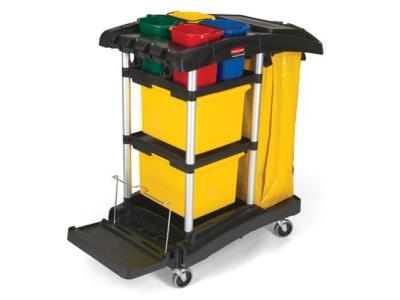 Janitor Cart with Color Coded Pails 