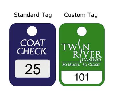 Coat Check Tags - Customer Screen Printed 1 Colour - Rect. Plastic 2-3/8"x3-5/16" - Purple