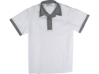 Pullover Cook Shirt with Checkered Trim