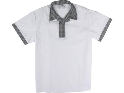 Pullover Cook Shirt with Checkered Trim