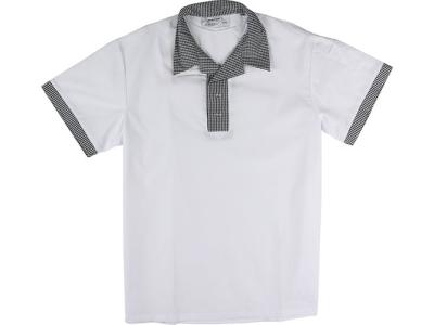 Pullover Cook Shirt with Checkered Trim 