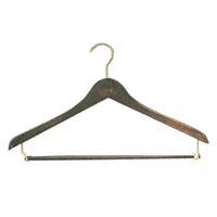 Deluxe Dark Walnut Standard Curved Top Coat Hangers with Pant Bar