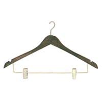 Deluxe Dark Walnut Mini curved 5/8" top Coat Hangers with Skirt Clips