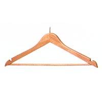 Light Coloured Wood Anti-Theft Ball Top Coat Hangers with Pant Bar