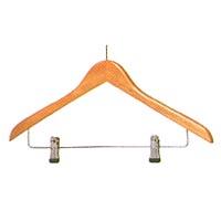 Light Coloured Wood Anti-Theft Ball Top Coat Hangers with Skirt Clips