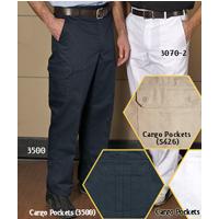 Cargo Work Pants - 2 Tool Pockets with Hook and Eye Closure. 65/35 Poly/Cotton Blend Fabric