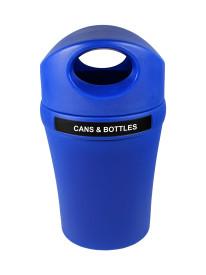 WASTE WATCHER - Triple - Cans & Bottles-Paper-Waste - Circle-Slot-Full - Blue-Grey-Black