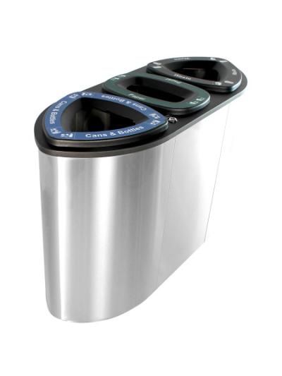 BOKA - Triple - Cans & Bottles-Paper-Waste - Full - Stainless Steel