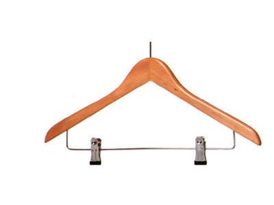 Light Coloured Wood Anti-Theft Ball Top Coat Hangers with Skirt Clips