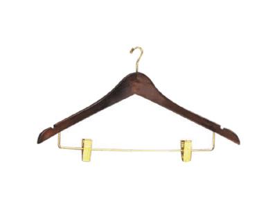 Deluxe Dark Walnut Mini curved 5/8" top Coat Hangers with Skirt Clips