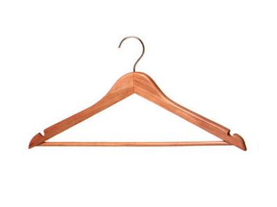 Light Coloured Wood Standard Top Coat Hangers with Pant Bar