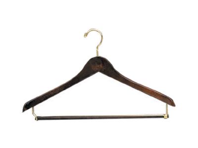 Deluxe Dark Walnut Standard Curved Top Coat Hangers with Pant Bar