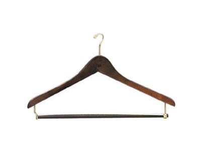 Deluxe Dark Walnut Mini curved 5/8" top Coat Hangers with Pant Bar