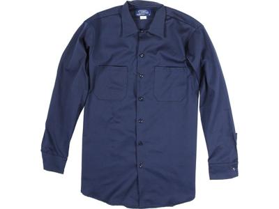 Long Sleeve Work Shirt Navy L 100% Cotton Twill