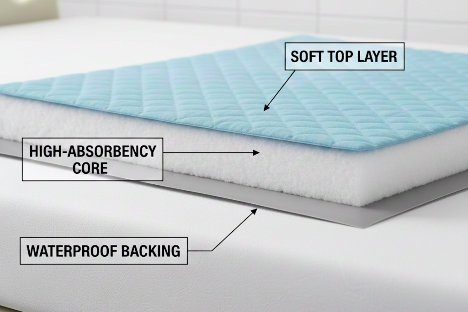 hospital bed pad layers