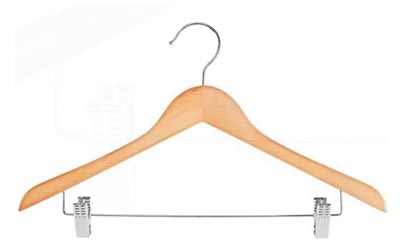Ladies Executive Wooden Coat Hangers - With Skirt Clips
